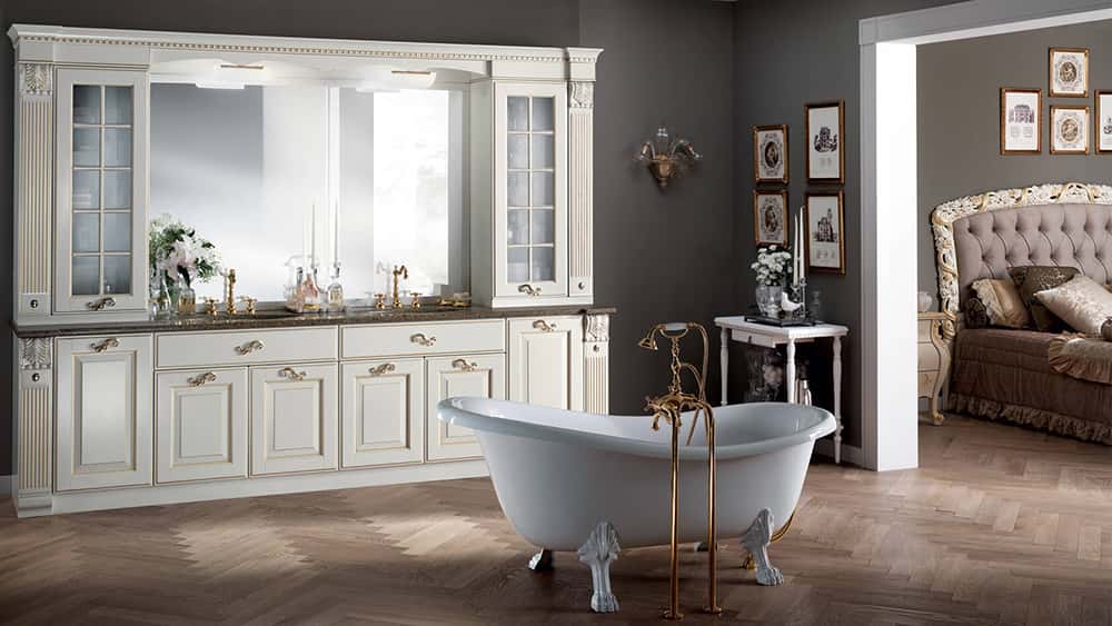 Phòng tắm sang trọng phong cách Châu Âu với tủ Lavabo tân cổ điển Wapler 3